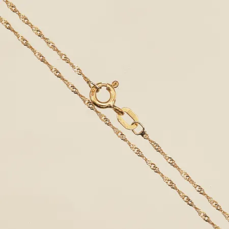 Kedja, 41,5cm, bredd ca 1mm, GHA, 9K Vikt: 1 g