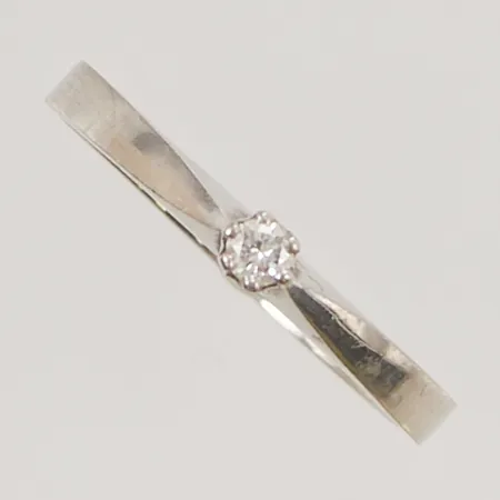 Ring diamant ca 0,05ct, Ø17, bredd:3mm, vitguld 18K 2,2g.