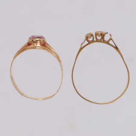 2 Ringar med stenar, defekta, 18K  Vikt: 2,4 g