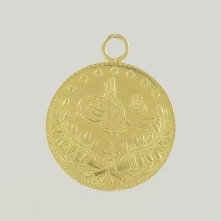 Hänge mynt, , längd 2 cm, diam 1,9 cm, 21K Vikt: 3 g