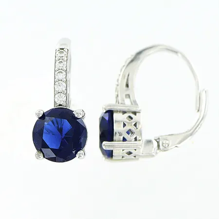 Ett par örhängen 20x7mm, blå och vita stenar. silver 925/1000 Vikt: 3,9 g
