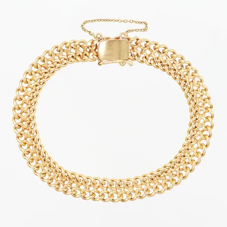 Armband Fiskben ca 19,5cm, bredd: 9mm, säkerhetskedja samt låsåtta, 18K Vikt: 26,8 g