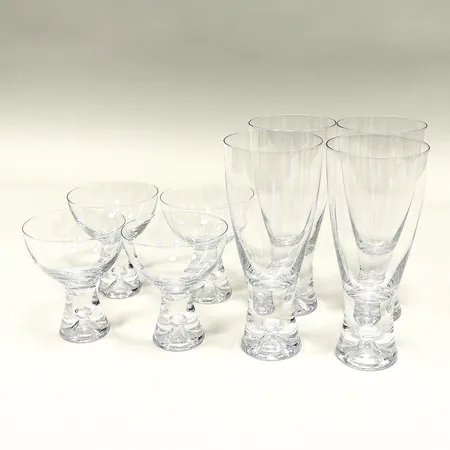 Glasservis Tapio, Tapio Wirkkala Finland, 4 ölglas 17cm, 4 sherryglas 10cm. Skickas med postpaket.