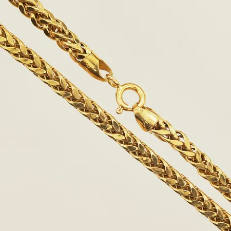 Kedja rävsvans, längd 51cm, bredd 3,8mm, bucklig, defekt, 21K Vikt: 18,4 g