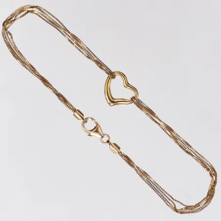 Armband flerradigt integrerat hjärta, 18,5cm, Guldfynd, 18K  Vikt: 2,6 g