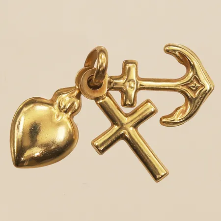 Hänge tro hopp och kärlek, längd ca 20mm, bredd ca 9,2mm, 14K  Vikt: 1,1 g