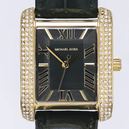 Damur Michael Kors Ø26mm quartz stål MK-4697 112208 grönt läderband med box i behov av batteribyte Vikt: 0 g