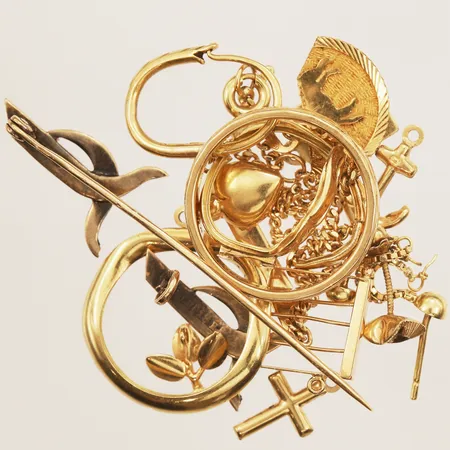 Diverse guld, defekt, gravyr, 18K Vikt: 19,1 g