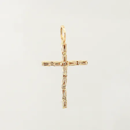 Hänge kors, 35x20, skev, skadad länkbit, 18K Vikt: 1,5 g