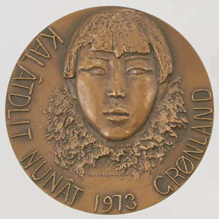 Konstmedalj Anders Nyborg "Nordisk konstmedalj", Grönland 1973, brons, etui.