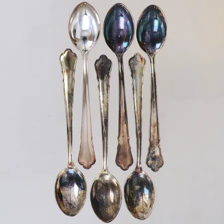 Sex skedar, längd ca 11cm, modell Chippendale, Guldsmeders Inköps Ab/Din Guldsmed, år 2002 Uppsala, 830/1000 silver Vikt: 86,9 g