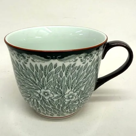Mugg, höjd 9cm, Ø10,5cm, Ostindia Floris, grön, design Caroline Slotte, Rörstrand, porslin Skickas med paket.