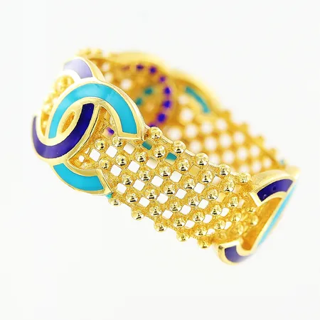 Ring, stl 17¼, emalj, bredd 8mm, OBS! ej märkesdesign, 21K Vikt: 3,6 g