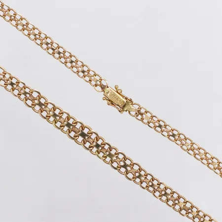 Collier doserad X-länk, 43cm, bredd 4,8-6,5mm, utbytt lås, 18K  Vikt: 14,1 g
