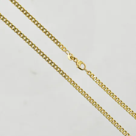 Kedja Pansar, längd 46½ cm, bredd 3 mm, ihåliga länkar, 18K. Vikt: 6 g