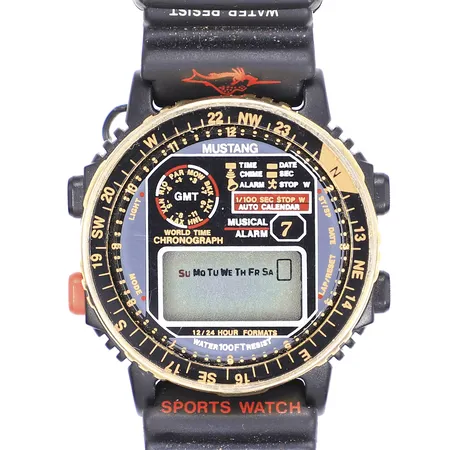 Herrur Mustang, digital, Ø40mm, plast, trasig packning, ej batteri, ej funktionstestad Vikt: 0 g