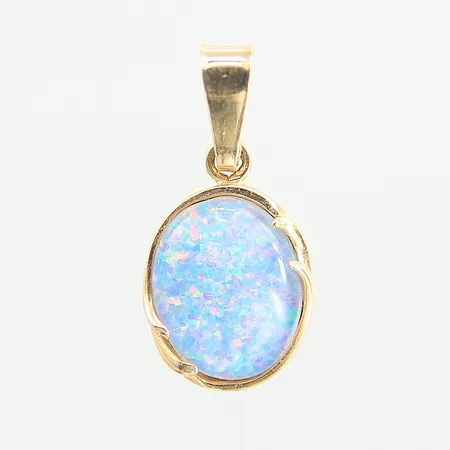 Hänge med opal, längd: 16mm, bredd: 2,5-9,2mm, 18K Vikt: 0,8 g
