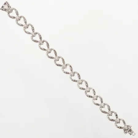 Armband med markasiter 18,5cm, bredd: 11mm, 1 markasit saknas, silver 830/1000 Vikt: 23,7 g