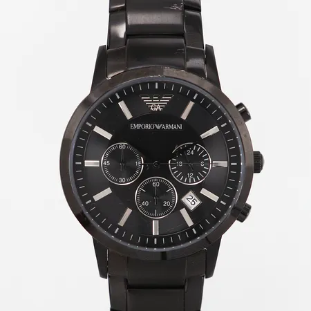 Herrur Emporia Armani Ø42mm, quartz, stål, innermått: ca 15cm, refnr: AR2453, snr: 111204, repor på glas, trasig box medföljer