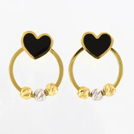 Ett par örhängen med emalj, ca 15mm, 18K Vikt: 2,8 g