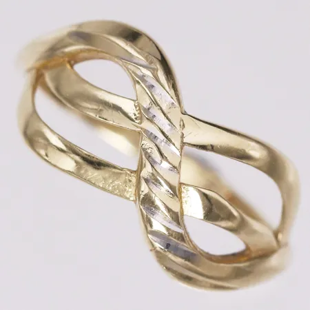 Ring evighetstecken, stl 17½, bredd 1,8-9,6mm, skev, 14K  Vikt: 1,6 g