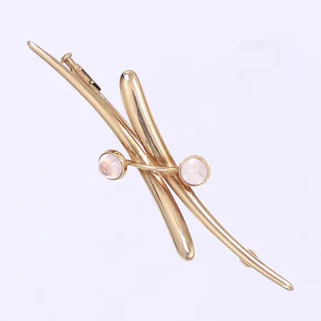 Brosch med lila stenar längd 65mm bredd 15mm 14K Vikt: 2,6 g