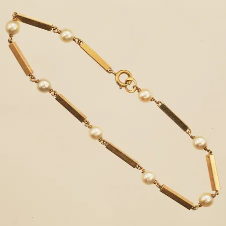 Armband med pärlor, längd 18,5cm, bredd Ø4,5mm, 18K Vikt: 4 g