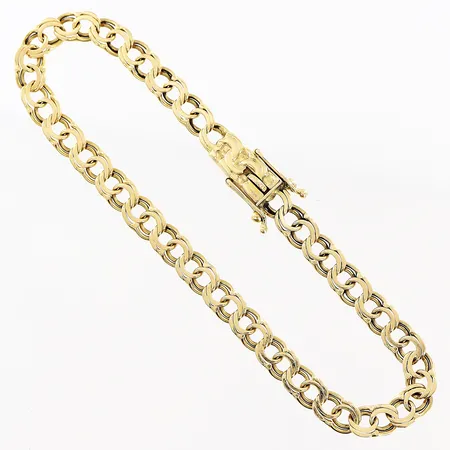 Armband Bismarck, 19cm, bredd 5mm, mindre slitage på länkbitar, 18K Vikt: 8,8 g