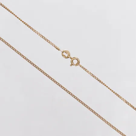 Kedja Pansar, 44,5cm, bredd 1,3mm, något skev länk, 14K  Vikt: 2,6 g