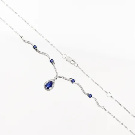 Collier med safirer och diamanter, ca 82 x ca 0,005ct 8/8 slipade, 42cm/45cm, GHA, 18K Vikt: 5,1 g