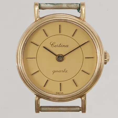 Damur Certina 14K, 21mm, quartz, går ej, bruttovikt 12,4g.