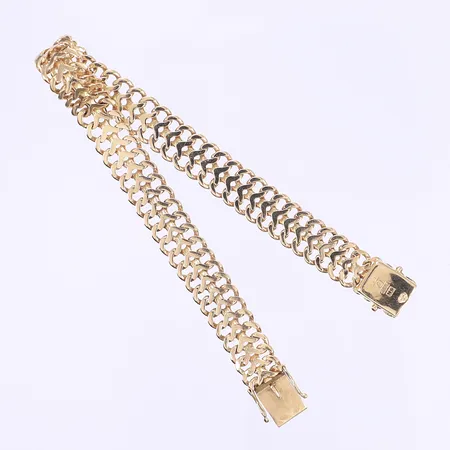 Armband fiskben 20cm bredd 10mm svenska stämplar 18K Vikt: 22 g