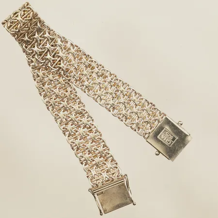 Armband X-länk med stav, längd 19cm, bredd 14,5mm, GHA, 925/1000 silver Vikt: 23,4 g