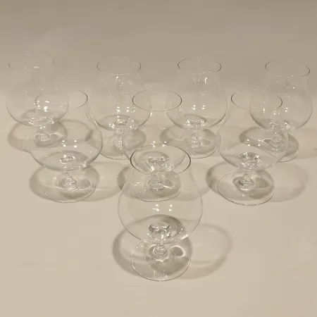 Åtta cognacskupor, Nils Landberg för Orrefors, höjd ca 11cm, originalkartonger Skickas med postpaket.