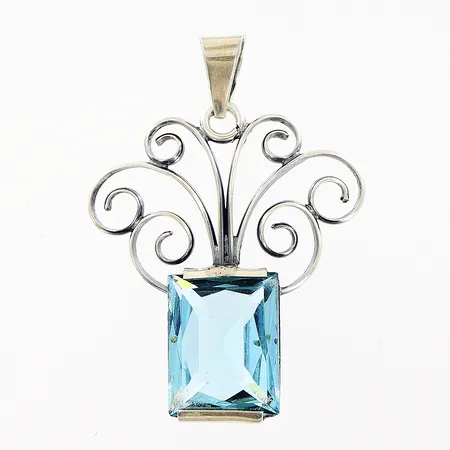 Hänge med blå sten, 26x36mm, Stockholms Viking Ab,  	 Stockholm, 1948, nagg i sten, 830/1000 silver Vikt: 3,7 g