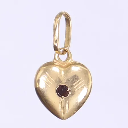 Hänge hjärta med röd sten längd inkl ögla 20mm bredd 10mm 18K Vikt: 1,2 g