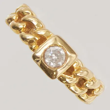 Ring Ø16½, bredd:5mm, vit sten, 18K 6,1g.