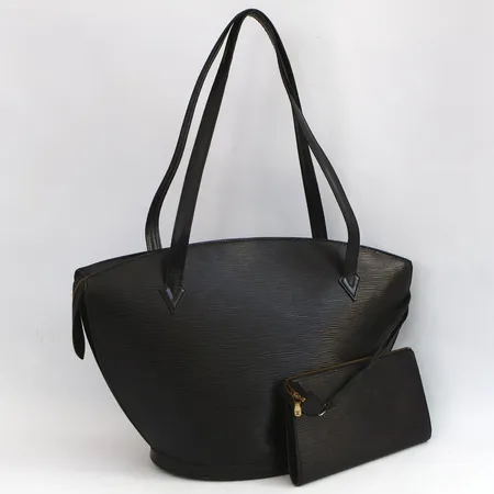 Louis Vuitton Saint Jaques GM, svart Epi läder, Datumkod:VI0943 år 1993, France, 16x26x30cm, innerficka med dragkedja, smärre slitage, tillhörande Clutch 2x13x24cm, stort slitage på innerfoder i clutch, clutchens rem släppt i söm, dustbag medföljer