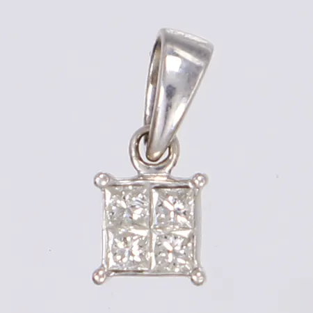 Hänge med dia 4 x ca 0,04ct prinsesslipade GHA vitguld 18K Vikt: 1 g