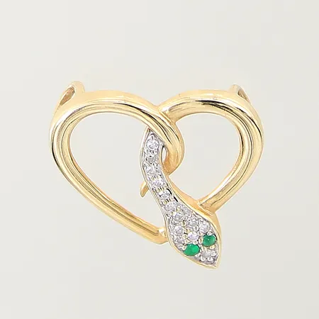 Hänge orm med 8/8-slipade diamanter 13 x ca 0,005ct samt smaragder, 15,8-17,4mm, 18K Vikt: 1,8 g