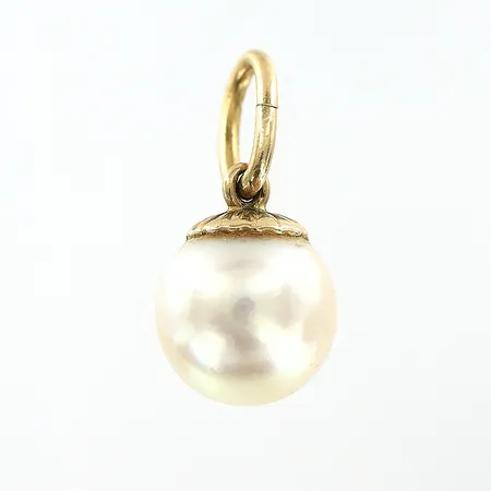 Hänge odlad pärla, 8x18mm, 18K Vikt: 1,2 g