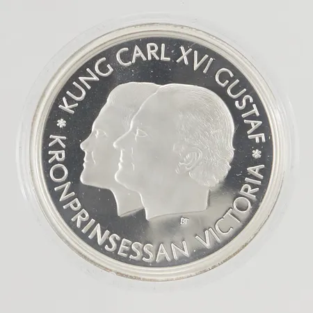 Minnesmynt, nominellt värde 200kr, Millenniumskiftet, etui, 925/1000 Silver 27g.