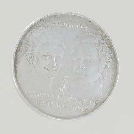 Silvermynt 50kr kungaparet, 925/1000  Vikt: 27,2 g