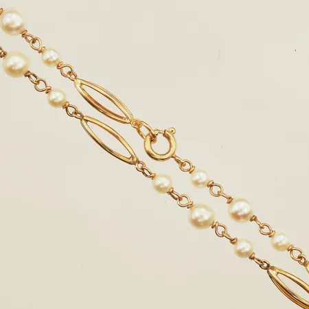 Collier med pärlor, 44cm, bredd ca 4mm, 18K Vikt: 8,5 g