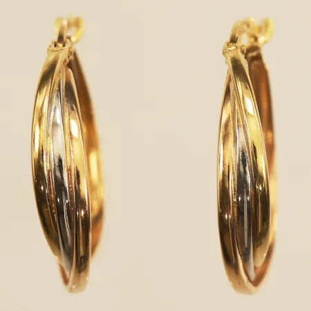 Ett par örhängen trefärgade, Ø21mm, bredd ca 4,6mm, 18K  Vikt: 2,4 g