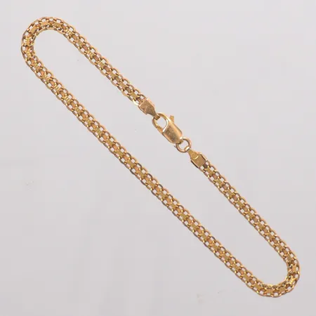 Armband x-länk längd 19cm, bredd 3mm, 14K.   Vikt: 3,6 g