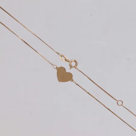 Kedja med integrerat hänge hjärta, längd 44 & 47cm, bredd 0,6-8,5mm, GHA, 9K Vikt: 1,2 g