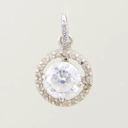 Hänge med vita stenar, längd: 14mm, bredd: 3,4-8,8mm, GHA, vitguld, 18K  Vikt: 0,7 g