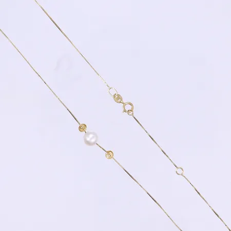 Halscollier Venezia med imitationspärla GHA längd 47cm bredd 1-6mm 18K Vikt: 1,2 g