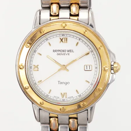Herrur Raymond Weil Tango Ø36mm, datum, quartz, stål, refnr 5560, innermått: ca 16cm, inga övriga tillbehör